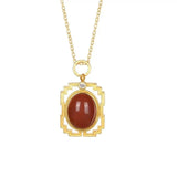 Red Oval Enamel Necklace Pendant