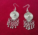 Ethnic Miao Silver Earrings Handcrafted in Traditional Style