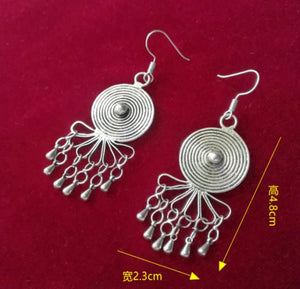 Ethnic Miao Silver Earrings Handcrafted in Traditional Style