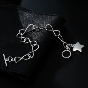 925 Sterling Silver Star Pendant Bracelet for Women Wedding Jewelry