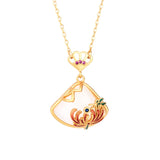 Enamel Butterfly Flower Necklace Natural Hotan Jade Pendant