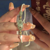 Natural Green Chalcedony Interlocking Bracelet for Women