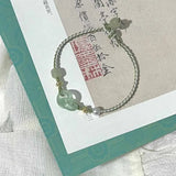Natural Green Chalcedony Interlocking Bracelet for Women