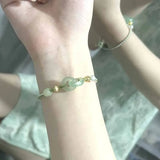Pastoral Romantic Green Chalcedony Interlocking Bracelet