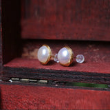 Gold-Plated Hand-Wound Pearl Earrings