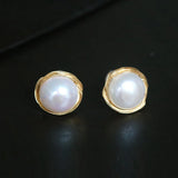 Gold-Plated Hand-Wound Pearl Earrings