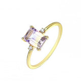 Geometric Amethyst Inlaid Faceted Silver Ring