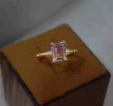 Geometric Amethyst Inlaid Faceted Silver Ring