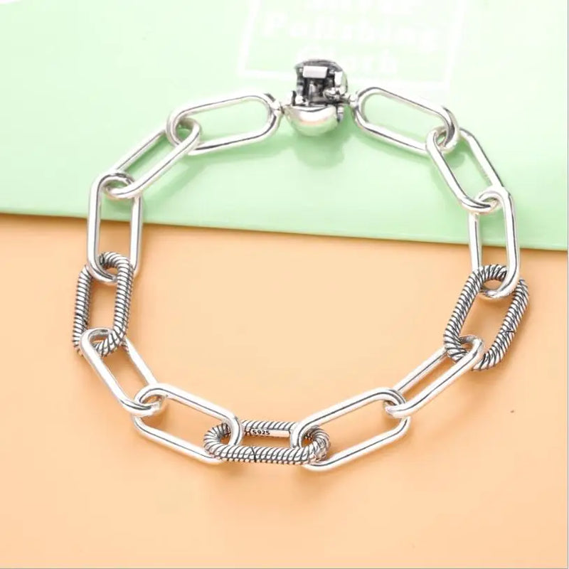 925 Sterling Silver Pan Bracelet Women's Beadwork DIY Bracelet