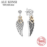 925 Sterling Silver Pan Earrings Crystal Women Wedding Jewelry