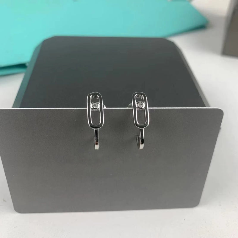 925 Silver Earrings - Symmetrical Zircon Ornaments