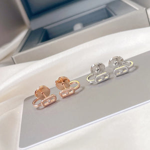 925 Silver Earrings - Symmetrical Zircon Ornaments