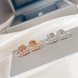 925 Silver Earrings - Symmetrical Zircon Ornaments
