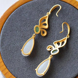 Hetian Jade Butterfly Drop Earrings - Chinese Retro Women's Winter Jewelry