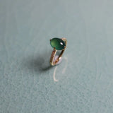Natural Hetian Chalcedony Green Oval Rings for Women