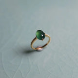 Natural Hetian Chalcedony Green Oval Rings for Women