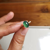 Natural Hetian Chalcedony Green Oval Rings for Women