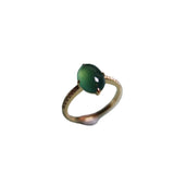 Natural Hetian Chalcedony Green Oval Rings for Women
