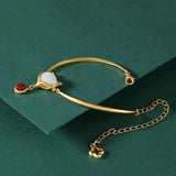 Hetian Chalcedony Red Tourmaline Fox Bracelet