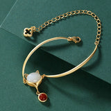 Hetian Chalcedony Red Tourmaline Fox Bracelet Chinese Palace Jewelry