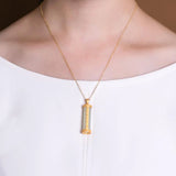 Natural Hetian Jade Column Pendant Necklace Unique Craft Charm Silver Jewelry
