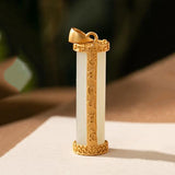 Natural Hetian Jade Column Pendant Necklace Unique Craft Charm Silver Jewelry