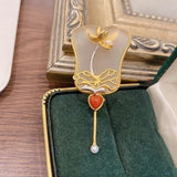 Vintage Chinese Plantain Fan Brooch Retro Ladies Jewelry