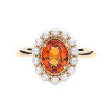 S925 Silver Orange Ruby Oval Ladies Ring Open Pearl Light Sweet Wedding Jewelry