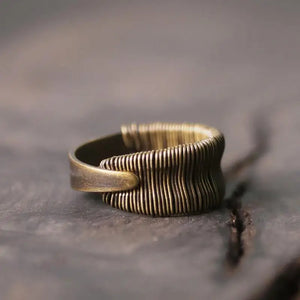 Thai Silver Copper Wire Adjustable Ring Retro Men's Jewelry
