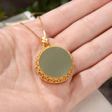 Ancient Craft Hetian Jade Hollow Sachet Box Necklace Pendant