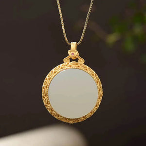 Hetian Jade Hollow Sachet Box Necklace Pendant Chinese Jewelry