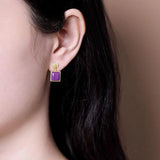 Enamel Porcelain Purple Earrings Ring Necklace Set