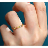 Silver Inlaid Crystal Opening Adjustable Ring