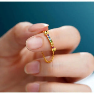 Silver Inlaid Crystal Opening Adjustable Ring