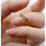Silver Inlaid Crystal Opening Adjustable Ring
