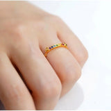 Silver Inlaid Crystal Opening Adjustable Ring