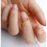 Silver Inlaid Crystal Opening Adjustable Ring