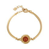 Silver Inlaid Red Tourmaline Bracelet Palace Charm Jewelry