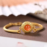Silver Inlaid Red Tourmaline Bracelet with Palace Charm