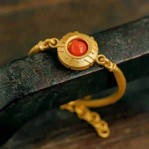 Silver Inlaid Red Tourmaline Bracelet Palace Charm Jewelry