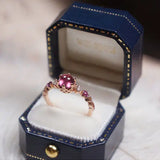 Diamond-Studded Garnet Egg-Shape Ring Charm