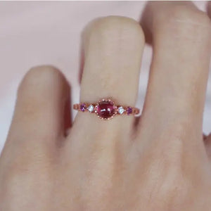 Diamond-Studded Garnet Egg-Shape Ring Charm
