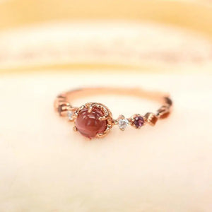 Diamond-Studded Garnet Egg-Shape Ring Charm