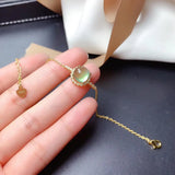 Diamond-Studded Prehnite Egg Round Bracelet Charm