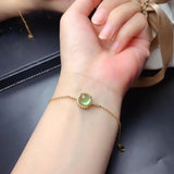 Diamond-Studded Prehnite Egg Round Bracelet Charm