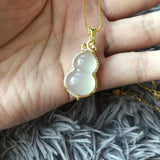 Chalcedony Gourd Pendant Necklace Charm Silver Jewelry