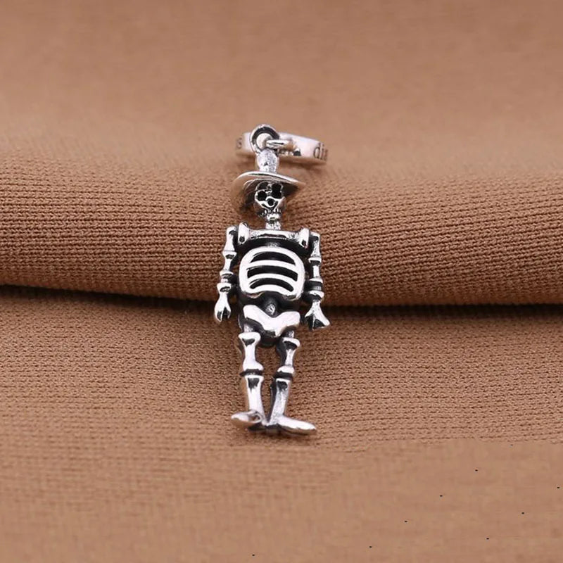 925 Silver Dangle Skull Charm for European Charm Bracelets