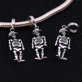 925 Silver Dangle Skull Charm for European Charm Bracelets