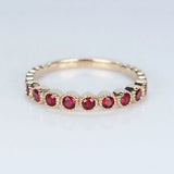 Inlaid Ruby Rose Ladies Single Row Ring Silver Jewelry