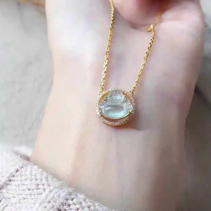 Chalcedony Diamond Pendant Fresh Charm Silver Jewelry